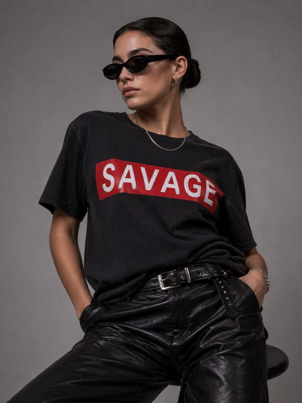 Savage T-Shirt – Medium, black with Bold Red Lettering, Stylish & Comfortable!